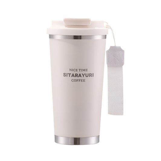 560ml Double-Walled Stainless Steel Vacuum Flask with Straw and Filter – Leak-Proof Thermos Mug for Coffee and Cold Drinks, Ideal for Car Use