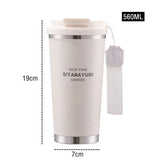 560ml Double-Walled Stainless Steel Vacuum Flask with Straw and Filter – Leak-Proof Thermos Mug for Coffee and Cold Drinks, Ideal for Car Use