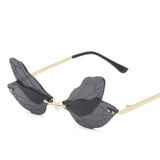 Wave-Inspired Rimless Dragonfly Sunglasses for Women - Luxury Trending Narrow Sun Shades