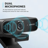 Anker PowerConf C302: Smart 2K Webcam with AI Framing, Autofocus, and Noise-Canceling Microphones