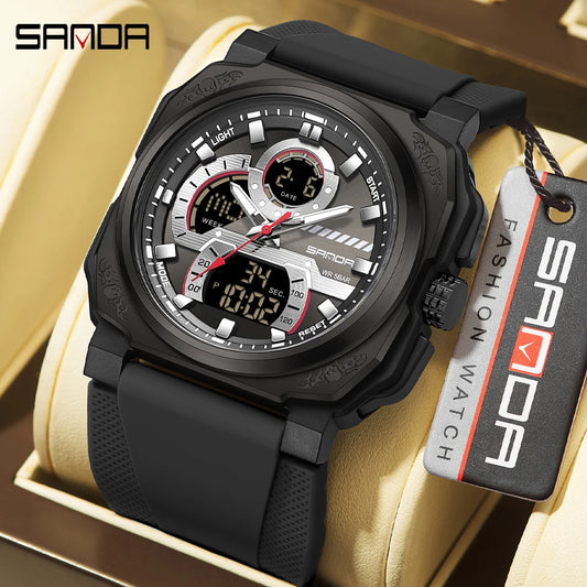 Men's Military Digital Sports Watch, Waterproof Chronograph with Large Dial, Quartz Wristwatch