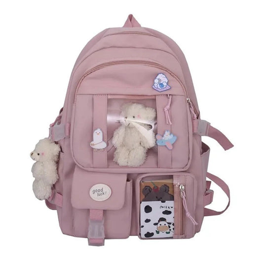 Elementary and Junior School Girls' Backpack: Multi-Pocket Kawaii Backpack Perfect for Teenage Girls and Women