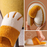 Cute Cat Paw Slippers for Couples – Winter Padded Indoor Slippers with Anti-Slip Soft Bottom | Cozy Cartoon Casual Footwear