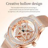 LIGE Diamond Women's Waterproof Watch: Rose Gold Luxury, Waterproof, Creative Hollow Clock Bracelet