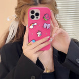 Amusing DIY Rainbow Unicorn Candy-Colored Silicone Case for iPhone 11, 12, 13, 14 Pro Max