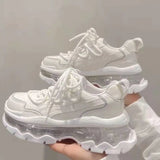 Women’s Lace-Up Platform Sneakers – Spring Sports Casual Shoes with Thick Bottom, Comfortable Vulcanized Running Shoes