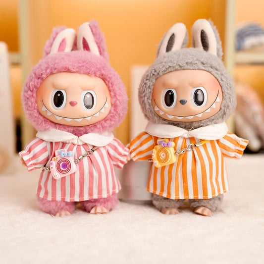 Labubu Idol Doll Spring Outing Outfit – 17cm Mini Plush Shirt & Camera Suit Accessories for Kindergarten Style