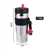 710ml Large Capacity Stainless Steel Car Thermos Mug – Vacuum Flask with Retractable Straw, Leak-Proof Bottle for Coffee, Tea, and Cold Drinks