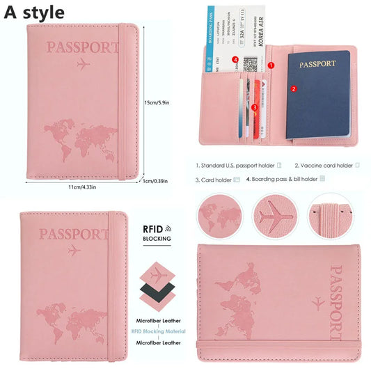 Passport Holder for Couples: PU Leather Travel Cover with Credit Card and SIM Card Slots, ID Wallet, and Bag for Passports