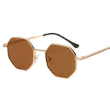 Polygon Metal Sunglasses For Women  - Women's Sunglasses with Vintage Frame featuring Mirror Lenses and UV400 Protection