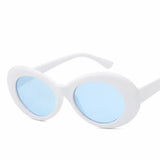 Trendy Oval Goggle Sunglasses for Ladies: Hot Vintage Retro Style with White and Black Frames, UV Protection