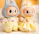 Labubu Doll Yellow Cartoon Outfit Set – 17cm Plush Clothes with Suspender Pants or Dress for Baby Pendant Doll Replacement Styling