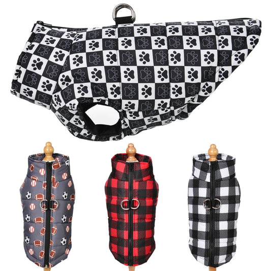 Winter Plaid Dog Jacket: Keep your small to medium-sized pet warm and stylish with this waterproof coat