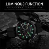 RUIMAS Luxury Men's Sports Watch with Silicone Band, Large Dial, Waterproof, Luminous Date