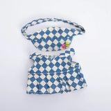 17cm Labubu Doll Checkerboard Tennis Outfit Set – Suspender Pants & Shirt Trendy Fashion Clothes for Baby Pendant Dolls
