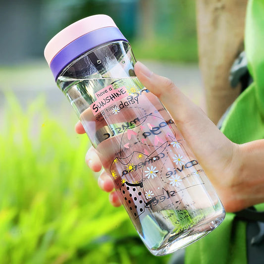 UZSPACE 520ml Portable Water Bottle for Girls: Features Storage Pill Tea Coffee Box, Brief Design, Leak-proof Sports Bottle