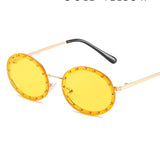 Women's Vintage Frameless Diamond Oval Sunglasses - Small size suitable for women, and fashionable flat-top shades ideal for men, presenting stylish eyewear