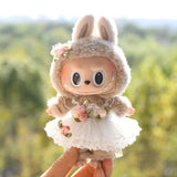 Labubu V1 Doll Wedding Dress Outfit – 17cm Vinyl Pendant Clothes Set with Elegant Uniform-Style Gown Accessories for Girls