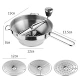 Manual Rotary Food Mill Stainless Steel Vegetable Strainer Potato Masher Grinder with 3 Milling Discs Dishwasher Safe