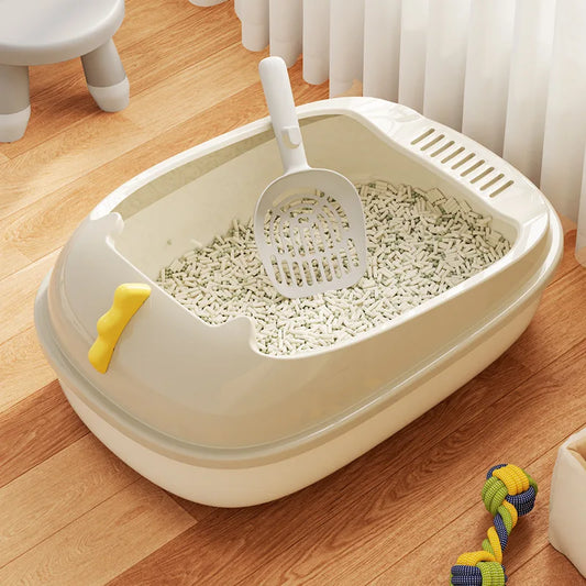 Dinosaur-Themed Semi-Enclosed Cat Litter Box: Extra Large, Detachable and Washable, Anti-Splash Design, Cat Toilet Accessories