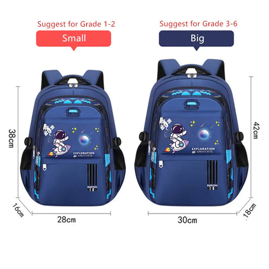 Cartoon Astronaut Kids Backpack: Orthopedic, Waterproof Schoolbag Ideal for Primary School Boys - Perfect Mochila for Youngsters