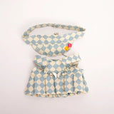 17cm Labubu Doll Checkerboard Tennis Outfit Set – Suspender Pants & Shirt Trendy Fashion Clothes for Baby Pendant Dolls