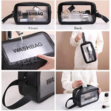 Frosted PVC Cosmetic Bag: A waterproof, transparent makeup pouch made from PU leather for travel toiletries and skincare