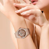 LIGE Diamond Women's Waterproof Watch: Rose Gold Luxury, Waterproof, Creative Hollow Clock Bracelet