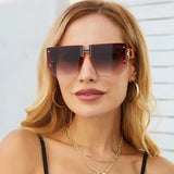 Vintage Frameless Sun Glasses for Women: Rimless Square Sunglasses with Fashionable Flat Top Shades, Perfect for Eyewear Fashion