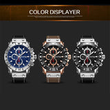 MEGIR Men's Military Sport Watch: Waterproof, Leather Quartz Chronograph with Calendar