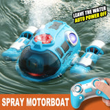 Kids' Summer Fun: Waterproof Remote Control Motorboat with Double Propeller and Spray Light