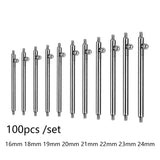 100pcs Stainless Steel Quick Release Spring Bars – Silver Watch Band Link Pins & Strap Repair Tool Accessories