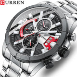 CURREN Men's Watches: Luxury Brand, Casual Steel Quartz, Business, Sporty, Waterproof, Date Chronograph - Reloj Hombre