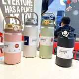 1L Stainless Steel Thermal Bottle: Vacuum Flask with Straw, Ideal for Cold or Hot Drinks on the Go