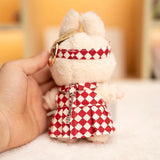 17cm Labubu Doll Checkerboard Tennis Outfit Set – Suspender Pants & Shirt Trendy Fashion Clothes for Baby Pendant Dolls