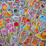 Set of 6 Random Animal Stickers: 3D Cute Cartoon Repeatable Stickers for Children