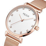 MEGIR Quartz Bracelet Watch: Stylish Stainless Steel Mesh for Women, Luxury, and Waterproof