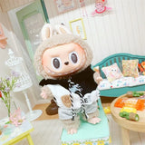 Hooded Jumpsuit Poncho Outfit for 17cm Labubu – Cute Mini Plush Doll Clothes & Accessories for Fans and Dress-Up Gifts