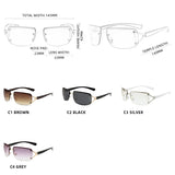 Fashionable Women's Rimless Sunglasses: Classic Square Frames, Diamond Embellishments, Perfect for UV Protection at Parties