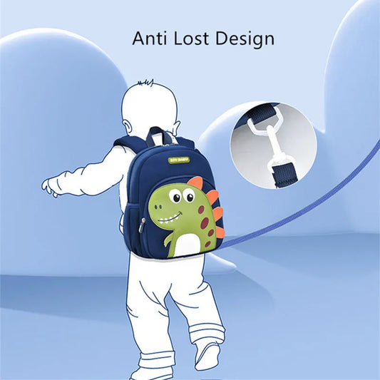 Adorable 3D Cartoon Dinosaur School Backpack: Anti-Lost Design for Boys and Girls, Ideal Small Kindergarten Backpack