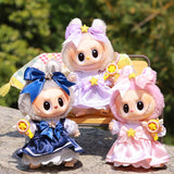 Labubu Doll Sakura Dress Outfit Set – 17cm Doll Clothes with Bow Hairpin, Magic Wand & Four-Piece Accessories for Stylish Play