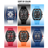 CURREN Men's Square Quartz Watch: Silicone Strap, Auto Date, Casual Chronograph, Waterproof, Luminous, Male Timepiece