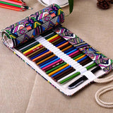 School Students' Supplies: 48-Hole Roll Colored Art Pencil Case, Cute Pen Bag for Paint Brushes and Pens, Perfect Stationery