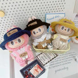 Labubu Doll Clothes Set – 17cm Plush Doll Outfit with Overalls, Dress & Hairpin for Cute Styling and Fashion Accessories Gift