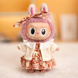 Mini Plush Doll's Clothes Outfit Accessories For Labubu V1 V2 Idol Dolls Berry Pattern Dress Knitted Cardigan Clothing Gift