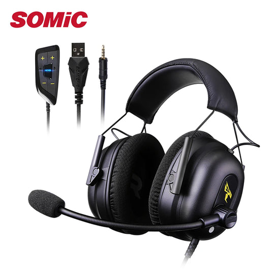 Somic G936N 7.1 Gaming Headphones with 7.1 Surround Sound, Noise-Cancelling Microphone, USB/3.5mm Wired, for PS5/PS4/PC Gamers