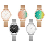 Stylish Women's Watch with Fashionable Rainbow Color Big Dial - Featuring Stainless Steel Mesh Strap, Perfect for Female Students