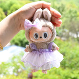 Labubu V1 Doll Wedding Dress Outfit – 17cm Vinyl Pendant Clothes Set with Elegant Uniform-Style Gown Accessories for Girls