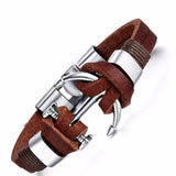 Men's Viking Anchor Bracelet – Punk Style Genuine Leather Bangle | Handmade Summer Charm Jewelry