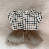 Labubu Doll Plaid Shirt & Stripe Shorts Set – 17cm Fashion Clothes Outfit Accessories for Trendy Mini Plush Dolls